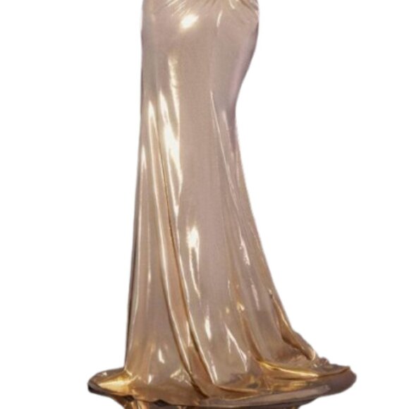 NWT Jovani 42343 Beaded Prom Dress Gold Size 2 - Picture 4 of 6